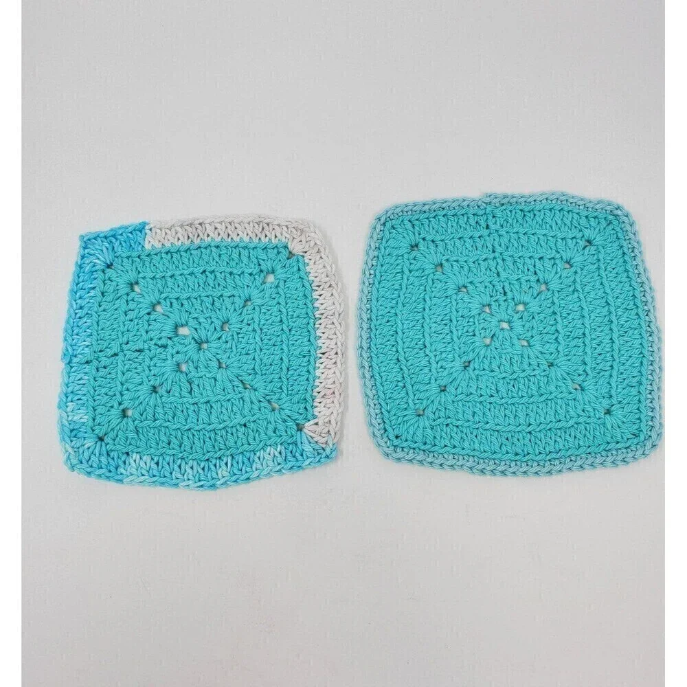 VINTAGE HANDMADE CROCHET POT HOLDER LOT OF 7 PINK GREEN BLUE 1970S 1980S